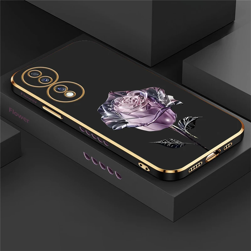 Luxury Plating Silicone Flower Shockproof Phone Case Cover