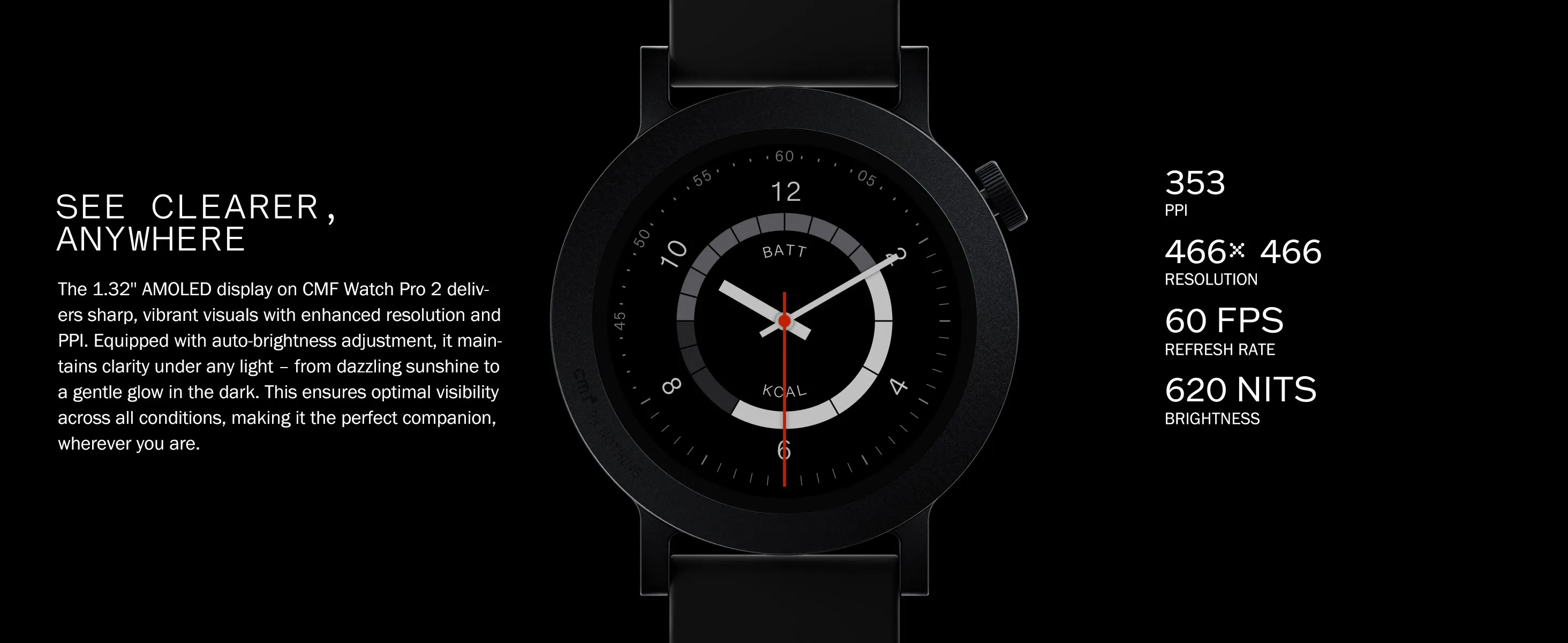CMF Watch Pro 2 Global (1,32") AMOLED | BT 5.3 Calls, GPS, KI-Rauschunterdrückung