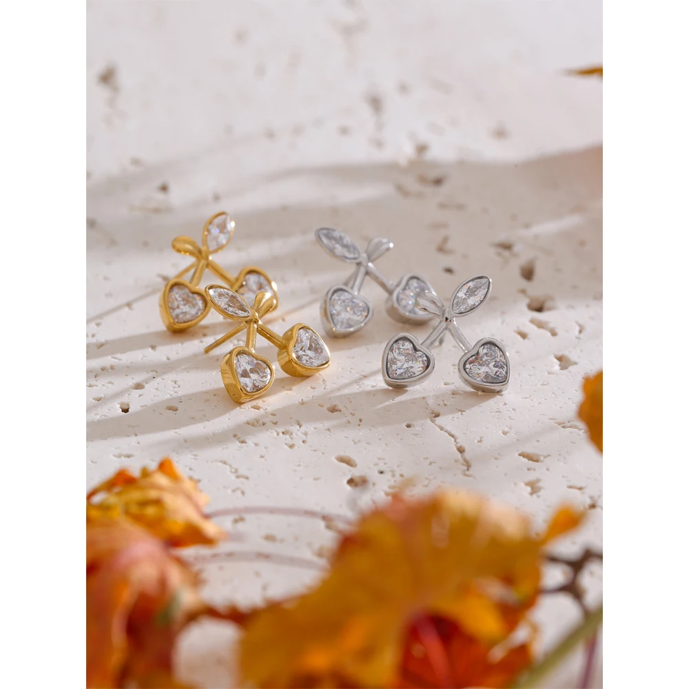 Yhpup Earrings Stainless Steel PVD Plated Fruit