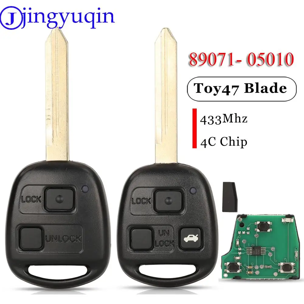 

jingyuqin Smart Remote Control Car Key 433MHZ 4C Chip For Toyota Yaris Avensis Corolla Carina ETC P/N: 89071-05010 Fob TOY47