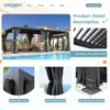 Louvered Pergola 12' x 20' Outdoor Hard Top Pergola with Aluminum Frame and Adjustable Metal Rainproof Roof for Garden, Gazebos 6