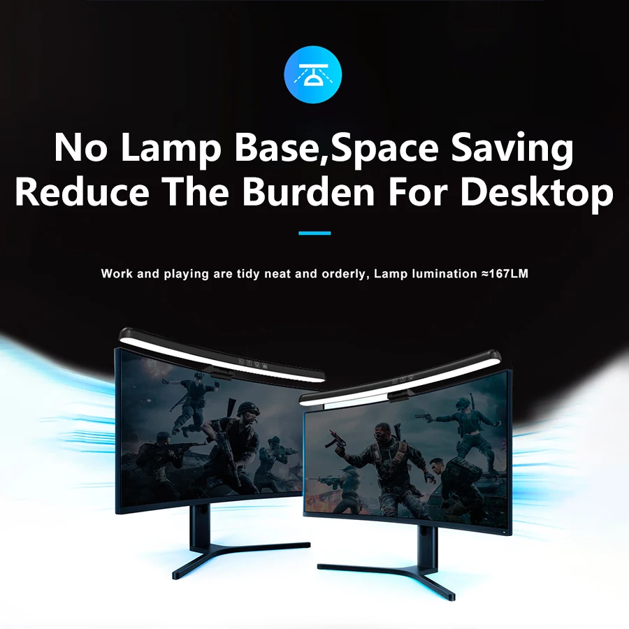 USB-Powered LED Desk Lamp with Stepless Dimming and Screen Hanging Design