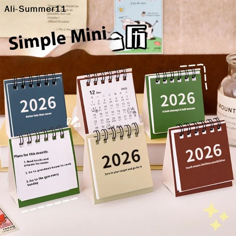 【A6L】【WG】2025-2026 미니 심플 캘린더 소형 책상 달력 크리에이티브 코일 캘린더 플래너 데스크탑 장식 사무용품