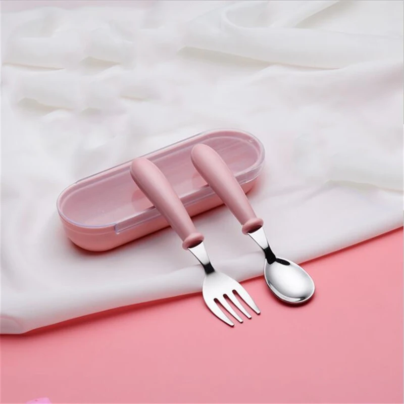 Children's Tableware Stainless Steel Safe Convenient Practical Baby Cutlery Food Feeding Spoon Fork Kid's Utensils baby tableware set