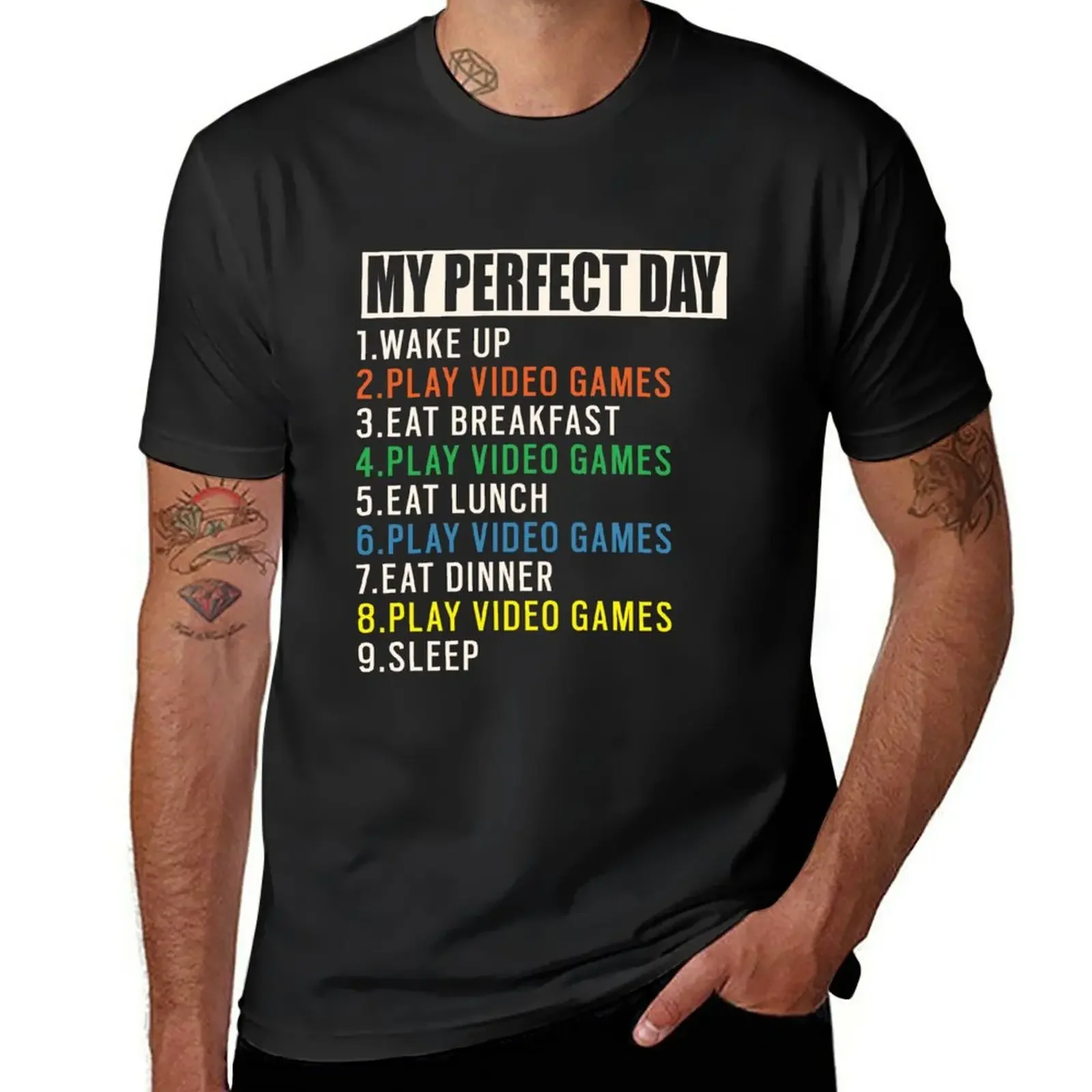 

My Perfect Day Video Games T-Shirt aesthetic clothes tees plain t shirts men