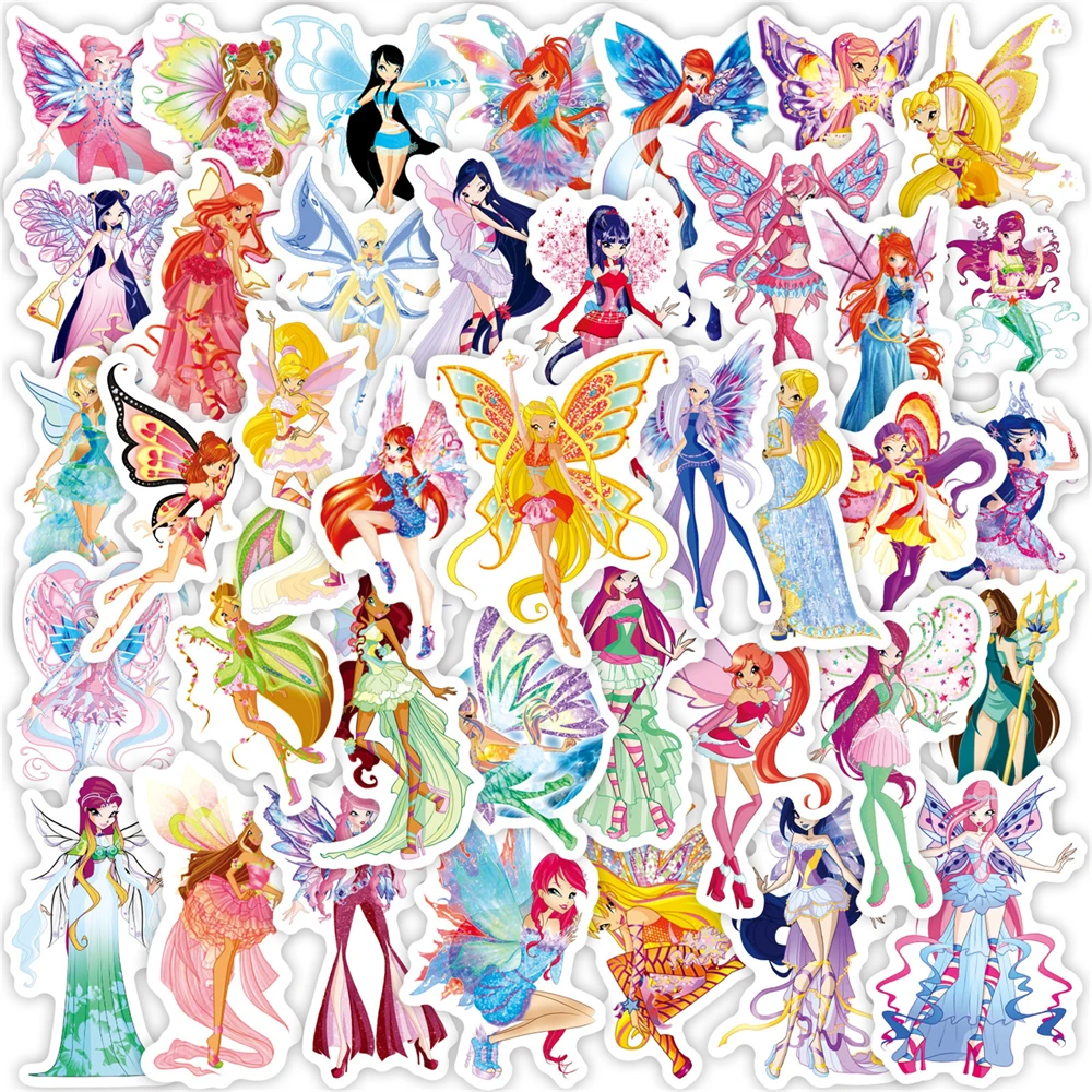 

10/30/50PCS Cartoon Butterfly Fairy Creative Graffiti Sticker Bike Skateboard Car Helmet Notebook Computer Wholesale