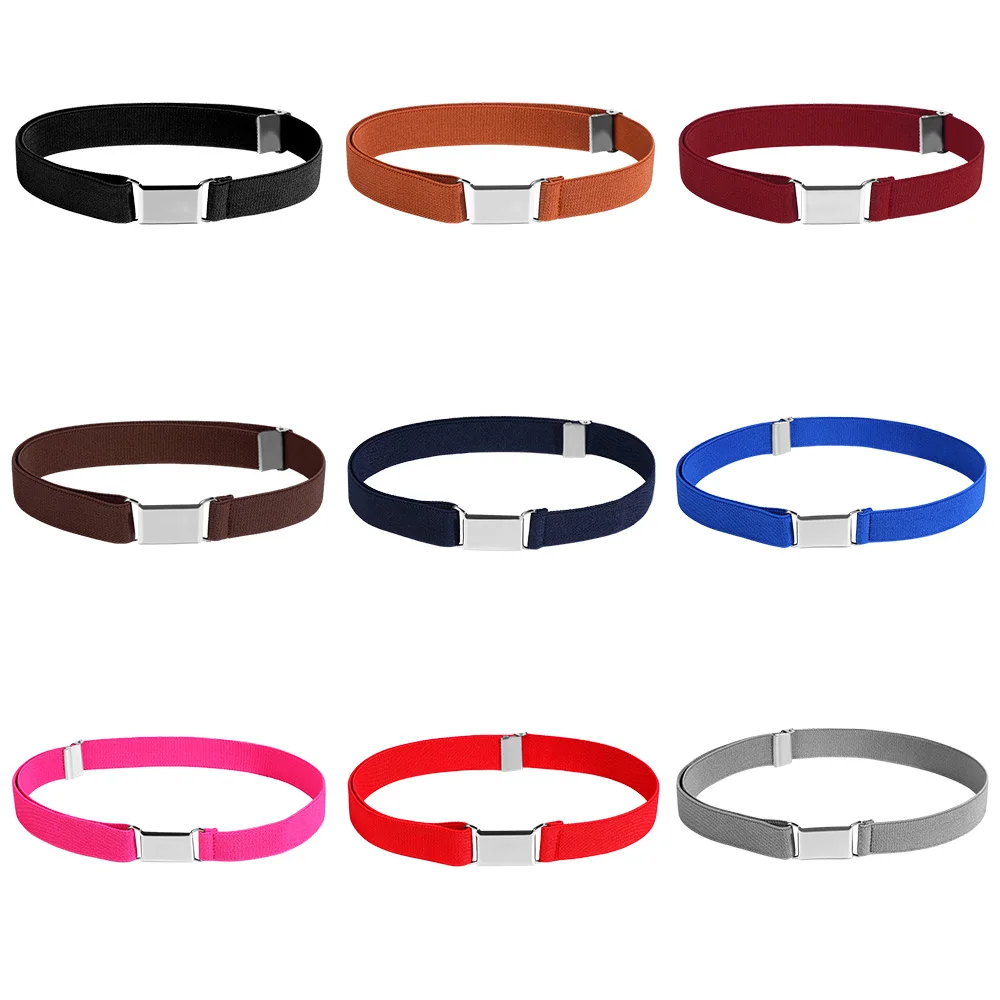 Adjustable Elastic Canvas Waistband Stretch Waist Belt With Buckle Kids Elastic Belts Girl