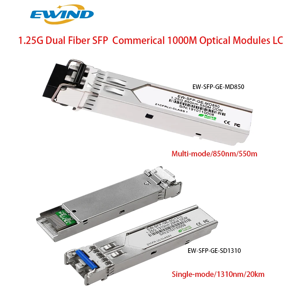 Fiber Optic Transceiver Module, LC Connector for Cisco, Huawei, ZTE ,850nm, 550m mm, 1310nm, 20km, SM,DDM, 1.25G, 1000M fiber optic module qsfp dd transceiver 400gbase dr4 mtp mpo 12 connector smf 1310nm 500m