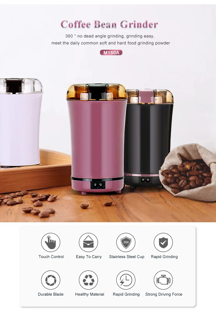 Description Picture 6 of item2024 New Portable Electric Coffee Grinder Household Small Grain Grinder Stainless Steel Nut Bean Grain Grinding Mixer