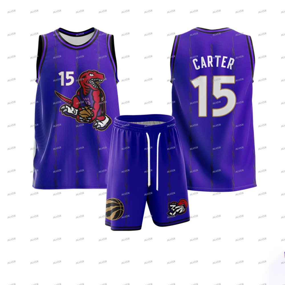 New Summer Men's Sports Vest Set Sleeveless Vest And Shorts Raptors Basketball Jersey NO.15 Carter Jersey Two-Piece Jersey 4