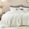 Bedsure Fluffy Comforter Set Queen - Super Soft Faux Fur Bed Set Cream White, Winter Warm Plush Fleece Bedding, 3 Pieces, 1