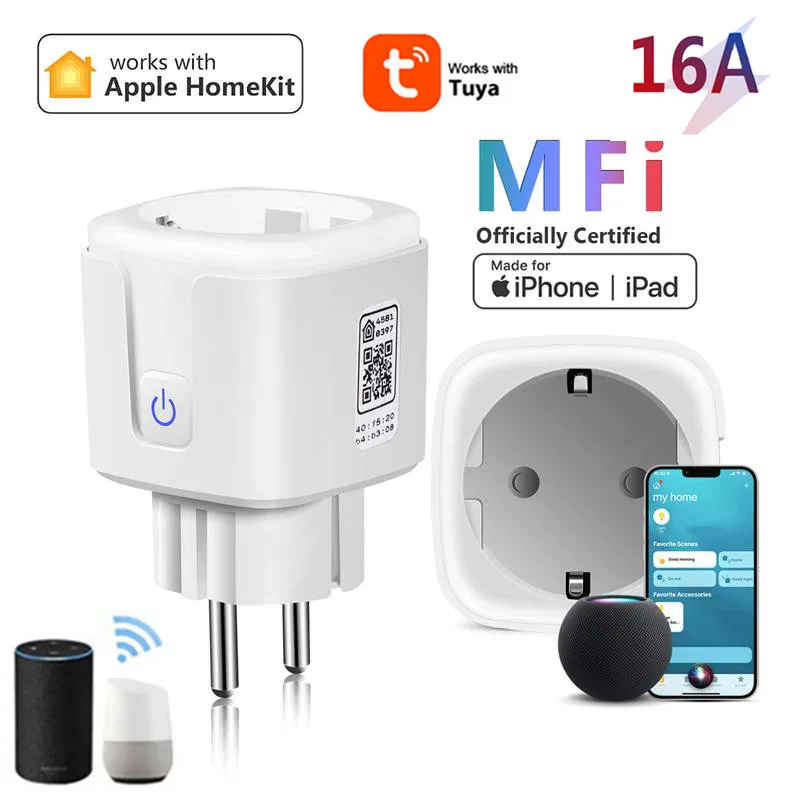 Per Apple Homekit Tuya Smart Socket Eu Us Plug 16A Wifi Presa A Muro Presa Elettrica Smart Home Controllo Vocale Siri