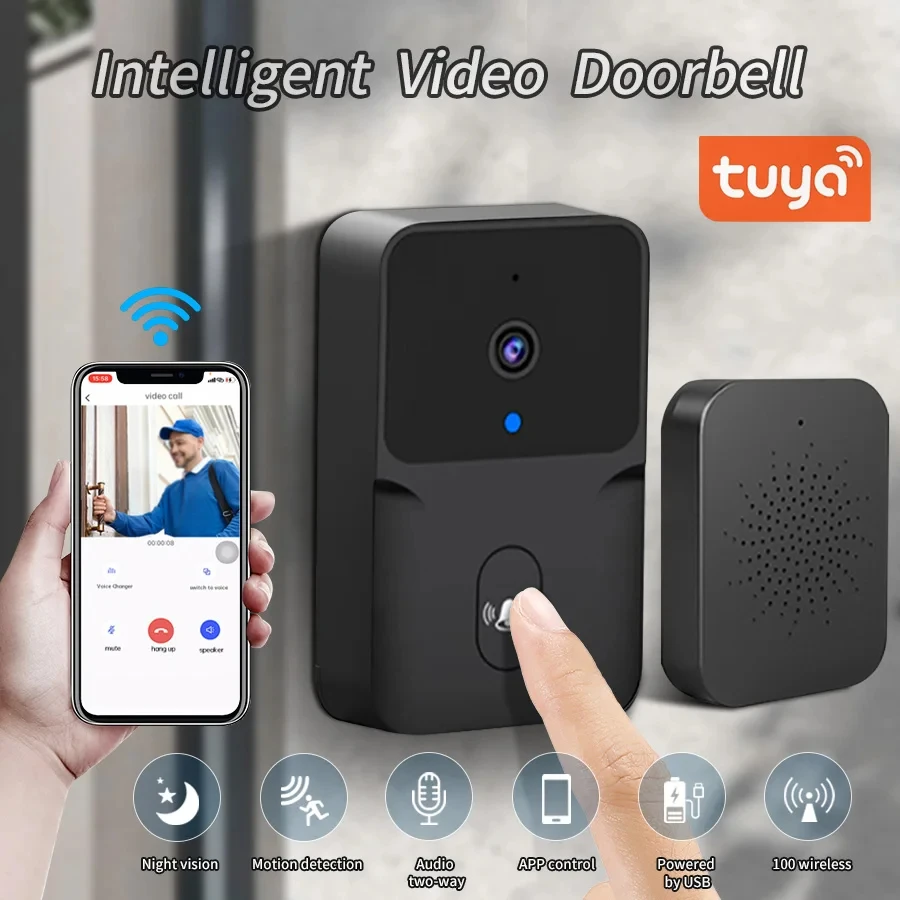 Smart Camera Video Intercom Station Tuya WiFi Video Doorbell Wireless HD Camera Detection IR Alarm Security PIR Motion Smart Home Door Bell WiFi Intercom For Home
