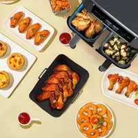 Pot de panier en Silicone pour friteuse à Air, pour Ninja AF400EU, rectangulaire, antiadhésif, doublures de cuisson, tapis réutilisable, plateau de cuisson pour four, moule 6