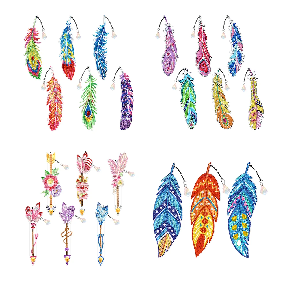 4PCS Diamond Painting Bookmarks Acrylic Special Shape Crystal Painting  Bookmark