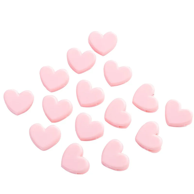 10Pcs Cute Plastic Pink Love Shaped Planner Clips Paper Clips Used For Books Stationery Clip School Office Supplies Planner Clip