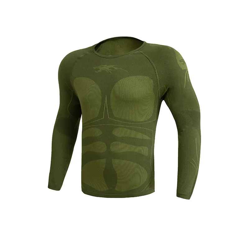 Seamless Tight Tactical Shirts Underwear Men Outdoor Sports Elasticity Breathable Training Cycling Pants Underwear Long Johns