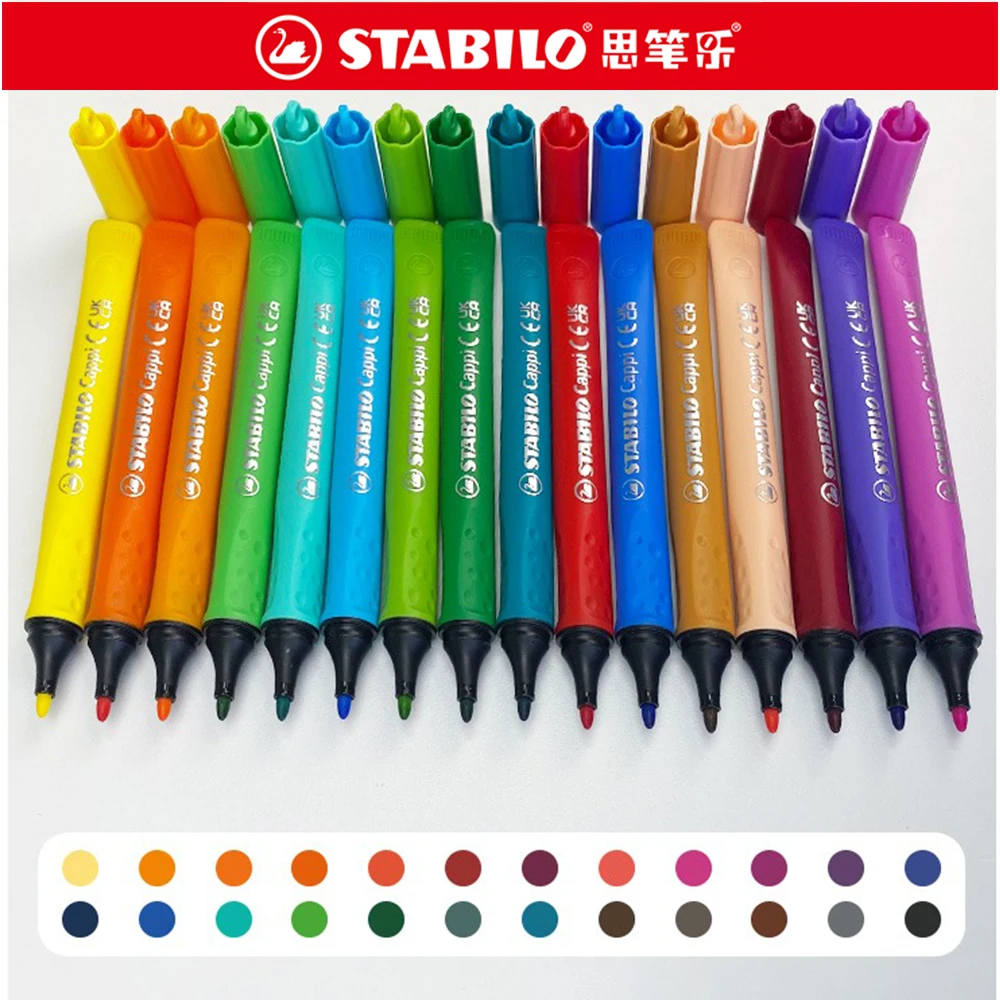 Stabilo 12/18/24 색상/세트 수채화 물감 펜 그림 낙서 빨 수있는 컬러 마커 마커 세트 편지지 유치원 특정