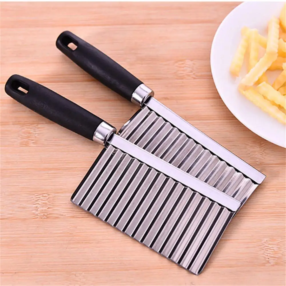 Stainless Steel Potato Chip Slicer Dough Vegetable Fruit Crinkle Wavy Slicer Knife Potato Cutter Chopper French Fry Maker Tools