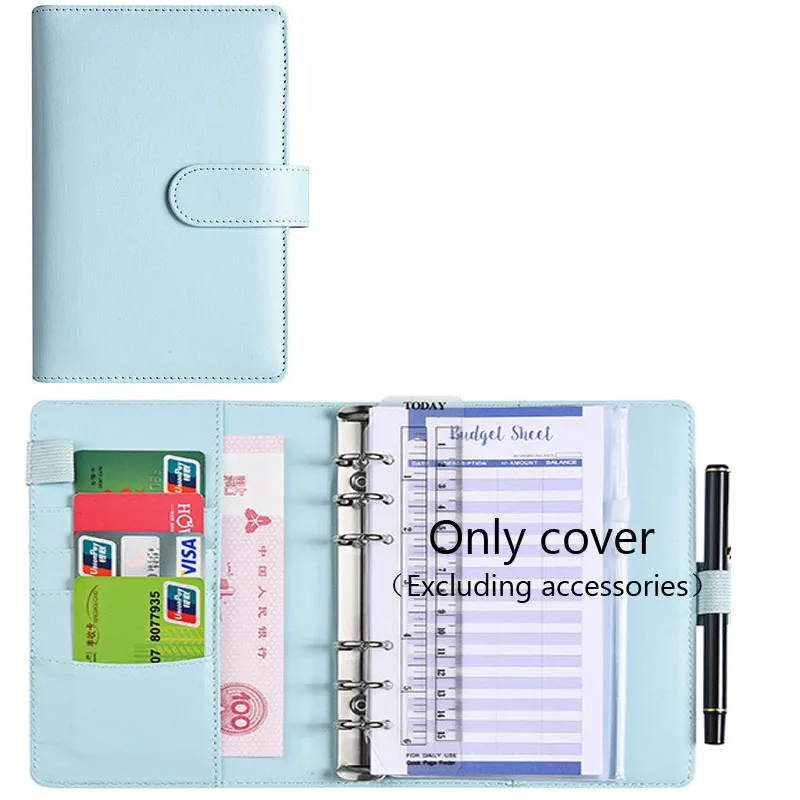 Deluxe PU Leather Budget Planner Binder with Cash Envelopes and Storage Pockets