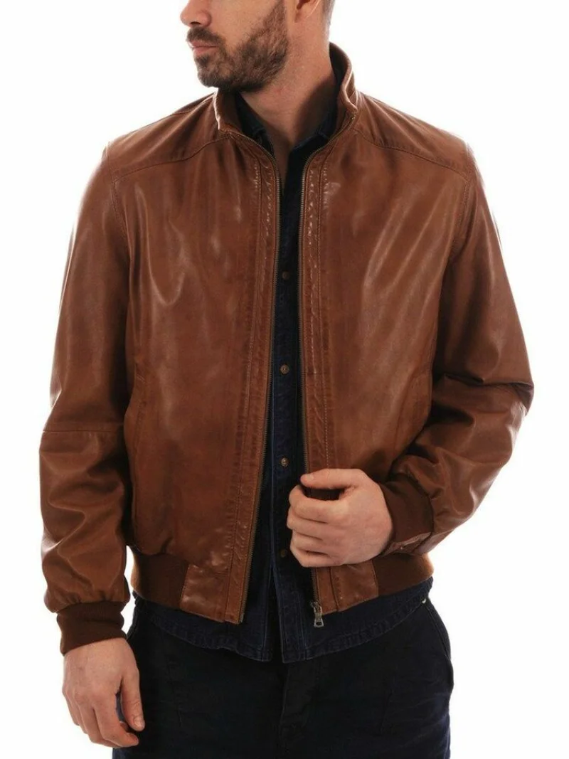 

New Bomber Leather Jacket Men | Genuine Lambskin Flight Military Jacket