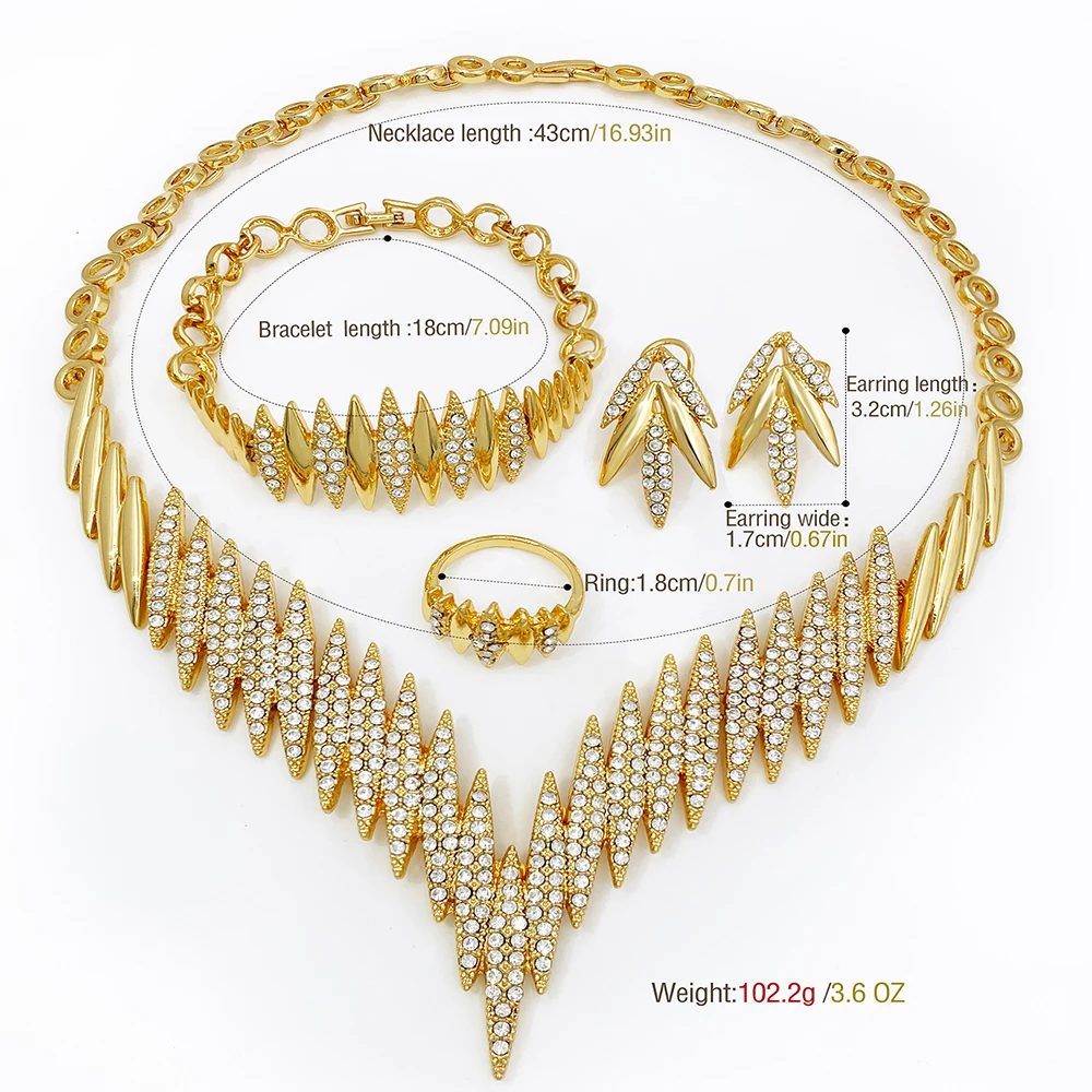Fashion Jewelry Sets Gold Color Necklace And Earrings For Women 4 Pieces Jewelry Set - 2