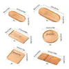 Multifunctional Plant Pot Holder Oval Bamboo Wood Plant Tray Bathroom Kitchen Shampoo Tray Round Plant Drainage Tray 6