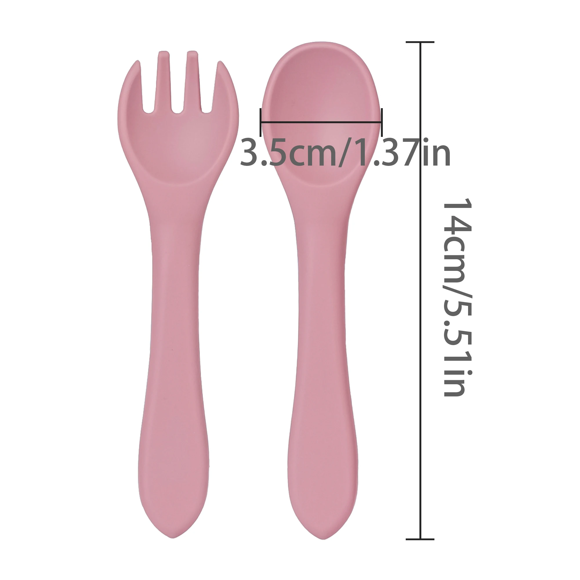 2Pcs/Set Soft Silicone Baby Training Spoon Fork Set BPA Free Kids Safety Non-Slip Tableware Infant Toddler Feeding Accessories 6