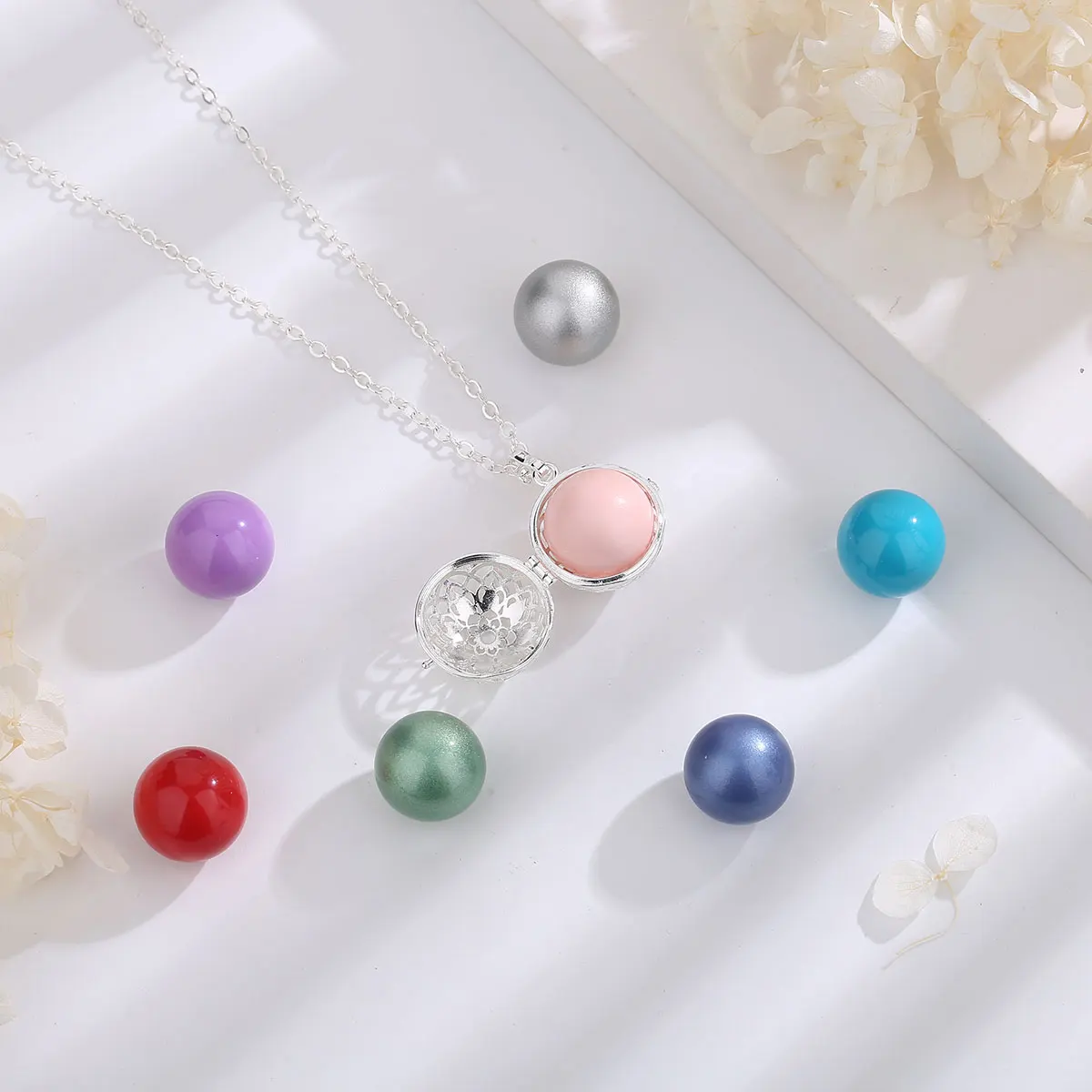 Eudora Harmony Ball 18mm Flower Cage Necklace Angel Caller Bola Pendant Pregnancy Chime Maternity Exquisite Jewelry Party Gifts 4