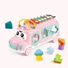 Children's Multifunctional Cartoon Bus Imitates Musical Instrument Xylophone, Baby Hits Piano, Plays Music Toy 1