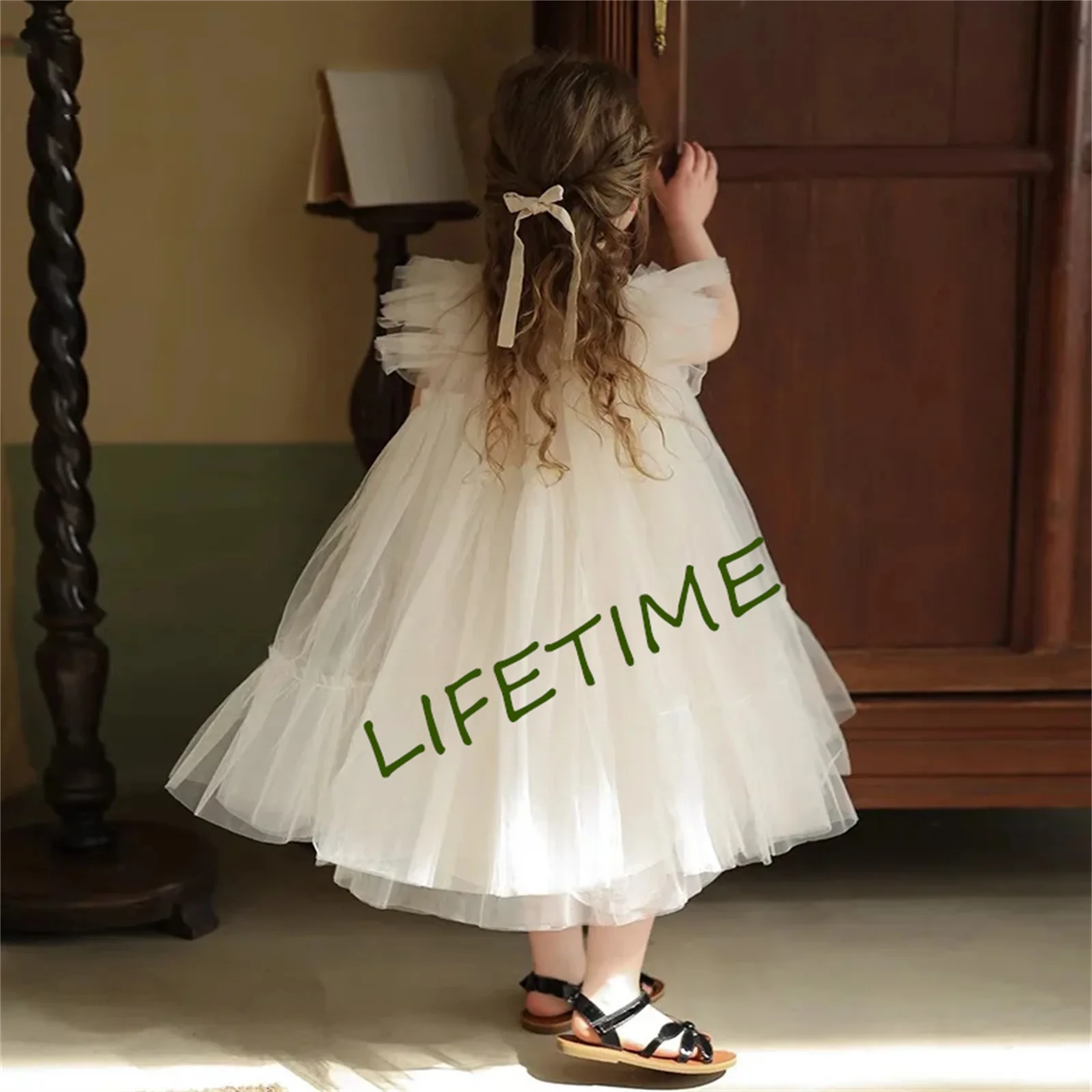 

Girl Dresses Puffy Little Girl Dress Beading Princess Dress Flower Girl Dresses Baby First Communion Bow Christmas Gift