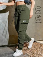 Women's Lightweight Cargo Pants with Adjustable Waist & Flap Pockets Outdoor/Workwear Trousers for Spring Summer Fall