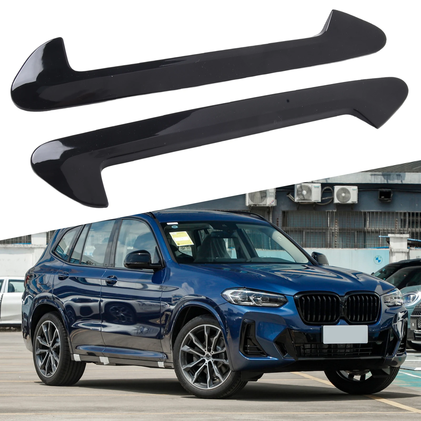 2 Stück hochwertige glänzende schwarze ABS-Seiten-Luftkotflügel-Entlüftungsverkleidung für BMW X3 G01 X4 G02 2018–2023. Verbesserung des Gesamtes – Detail 15