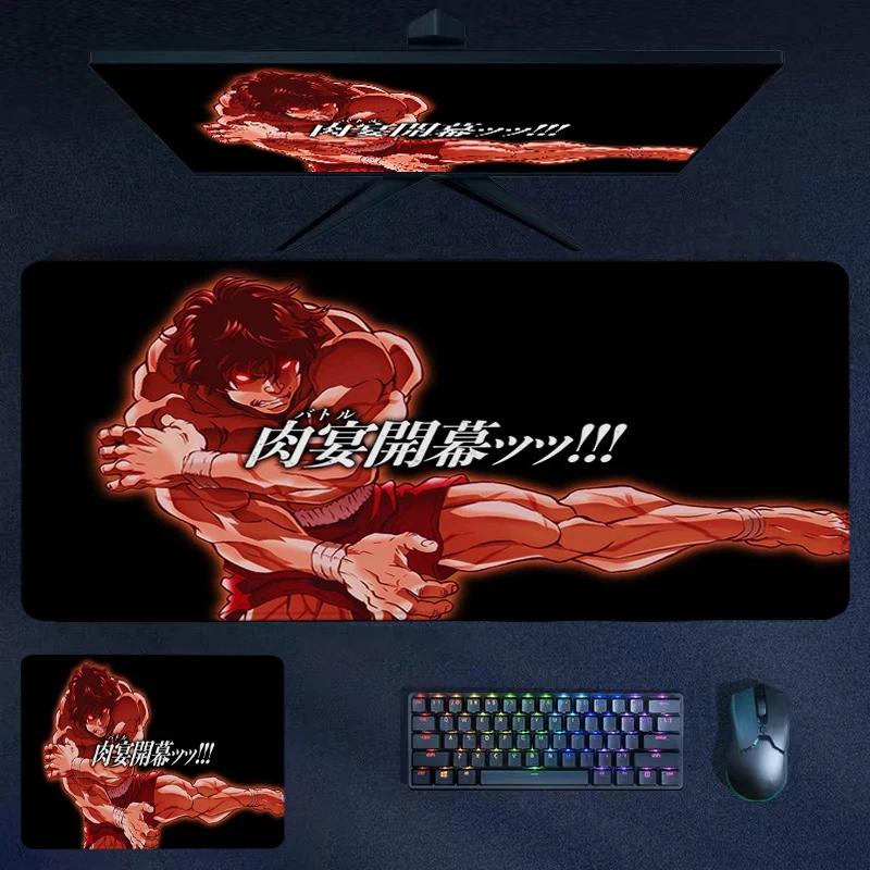 

Rubber Keyboard Mat Mousepad Hanma Baki Mouse Pads Gamer Cabinet Carpet Stitched Edge Computer Pc Extended Non-slip Deskmats