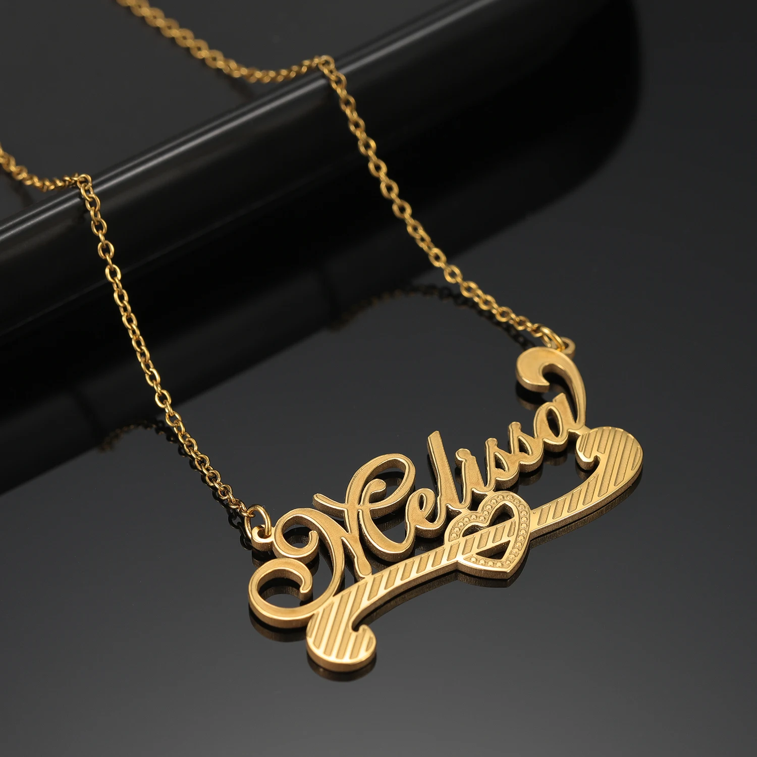 Custom 18K Double Plate Name Necklace Personalized Jewelry Stainless Steel Pendant For Women Nameplate Charm Mothers Day Gifts