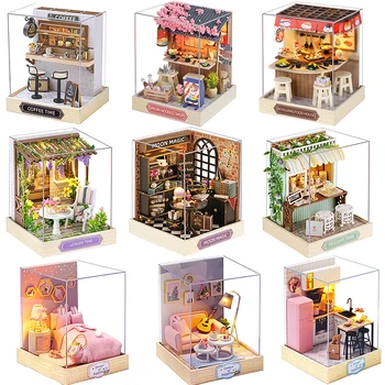 New Miniature Doll Houses DIY Small House Kit Making Room Toys Home Bedroom Decorations With Furniture Wooden Craft DollHouses 1