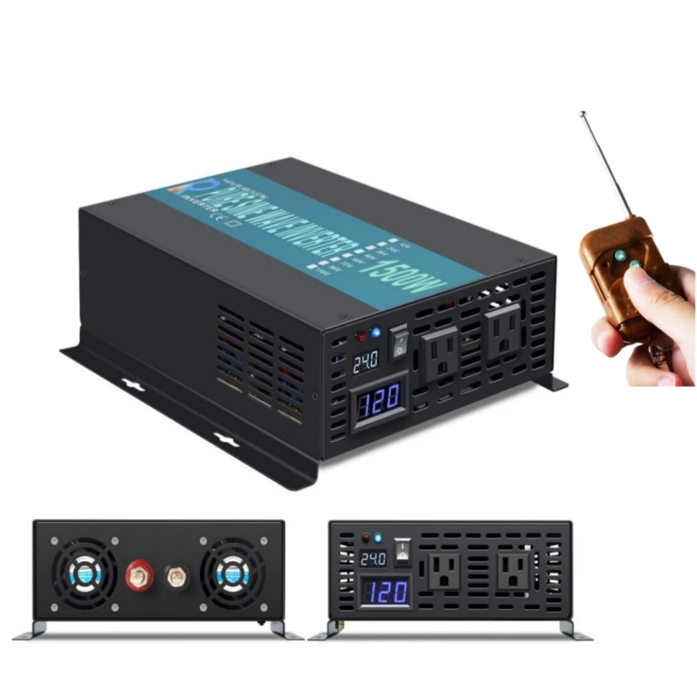 Convertitore Telecomando Off Grid Inverter Solare A Onda Sinusoidale Pura Da 24V A 220V 1500W Inverter Di Backup 12V 48V Dc A 120V 220 240V Ac