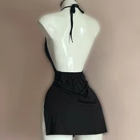Sexy Lingerie Passion Temptation Suspender Nightdress Skirt Y2k Retro Street V Neck Slit Back Suspender Backless Evening Dress - Image 4