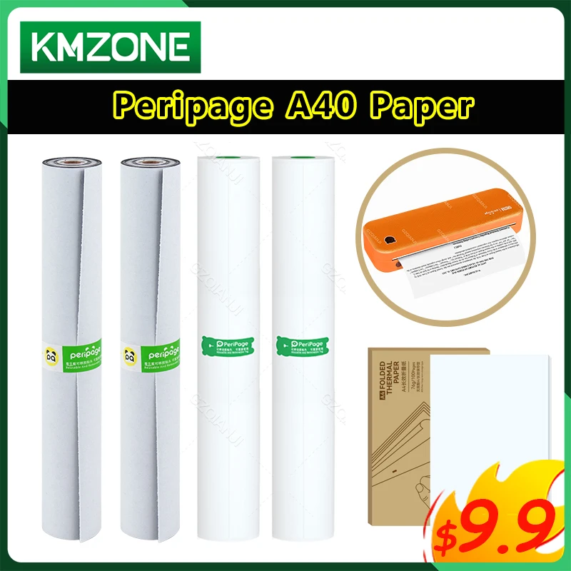 PeriPage 휴대용 프린터용 A4 감열지, A40, 빠른 건조, 장기 보존 기간..