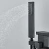 Matte Black Waterfall Bathtub Faucet Floor Standing Bathroom Bath Shower Set Hot and Cold Bath Tap Mixer With Handshower 5
