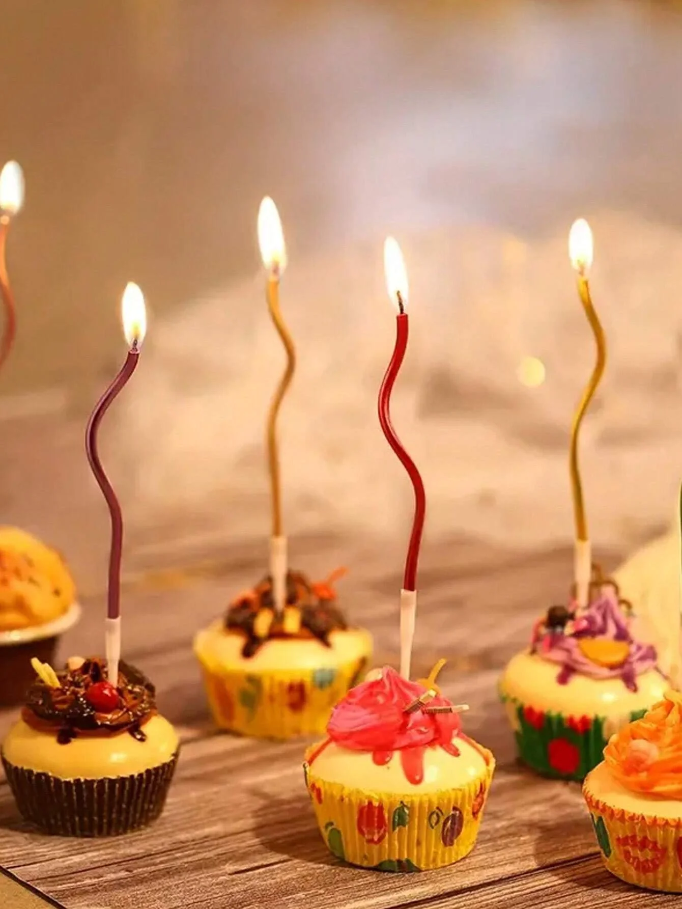 Cake Candles 6Pcs/set Curved Cake Candles Birthday Baby Shower Gender Reveal Cupcake Decorating Candle Toppers Wedding Party Decorative