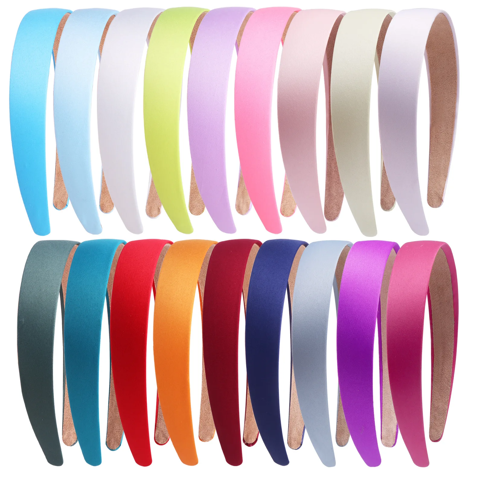 Colorful Satin Headband 1 Inch Hard Non-slip Headband DIY Hair Bands Plain Satin Headbands for Women,21 Colors not slip bathtub mat 15x28 inch