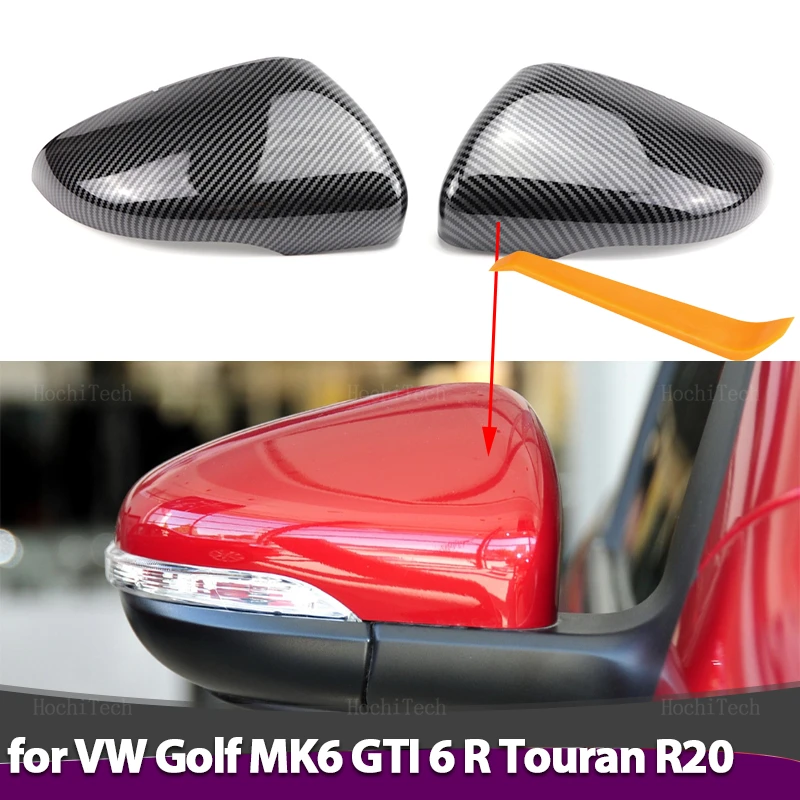 탄소 섬유 패턴 미러 케이스, 블랙 사이드 윙 백미러 커버, 폭스바겐 골프 6 VI MK6 GTI R 라인 R20 투란