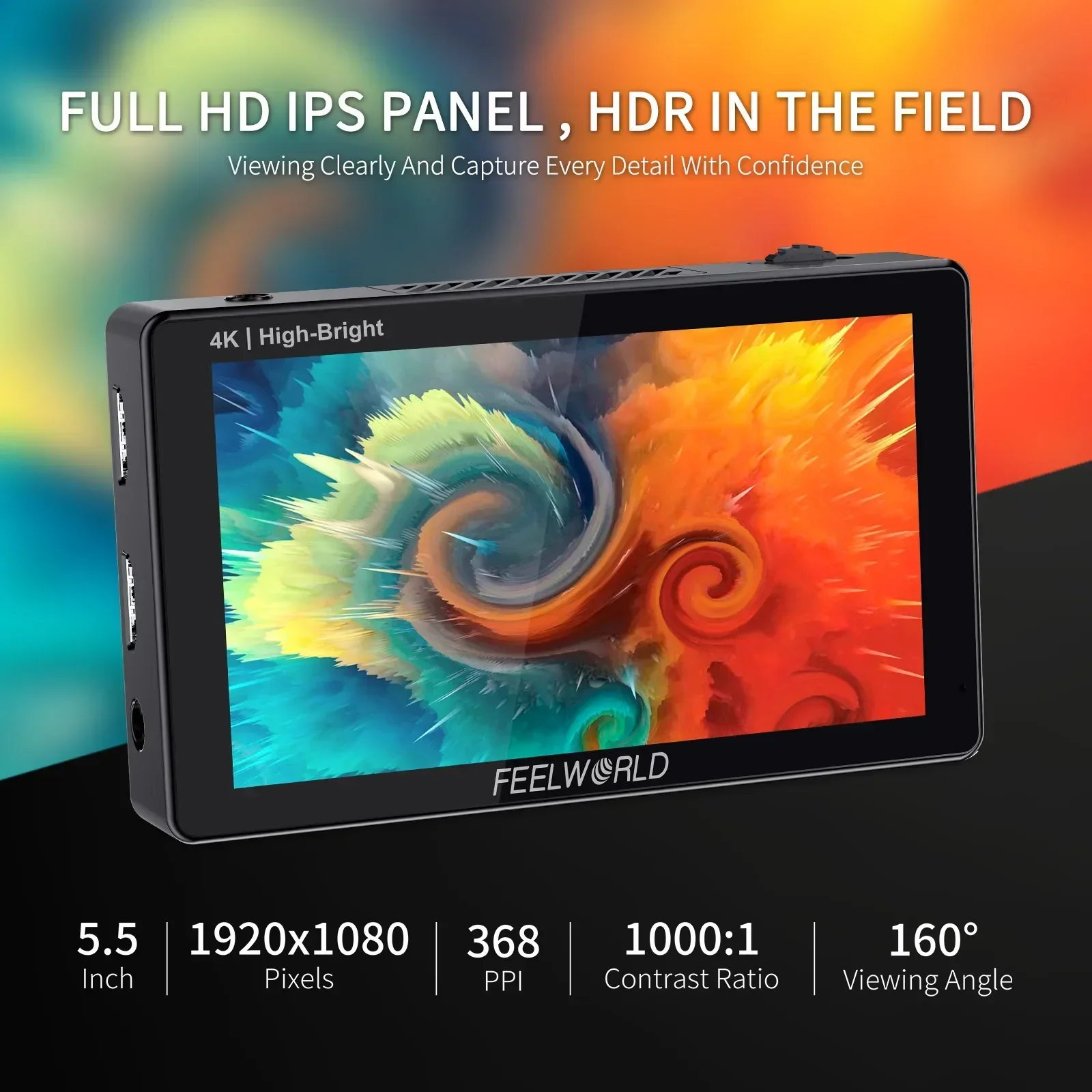 FEELWORLD LUT5E 5.5 Inch 1600nit Touch Screen Field Monitor DSLR Camera F970 External Power and Install Kit 4K HDMI 1920X1080