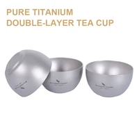 Pure Titanium Double-Layer Tea Cup,Ultra Lightweight Portable Mini Heat-Resistant 25ml Wine Glass,Outdoor Camping,Home Travel 2