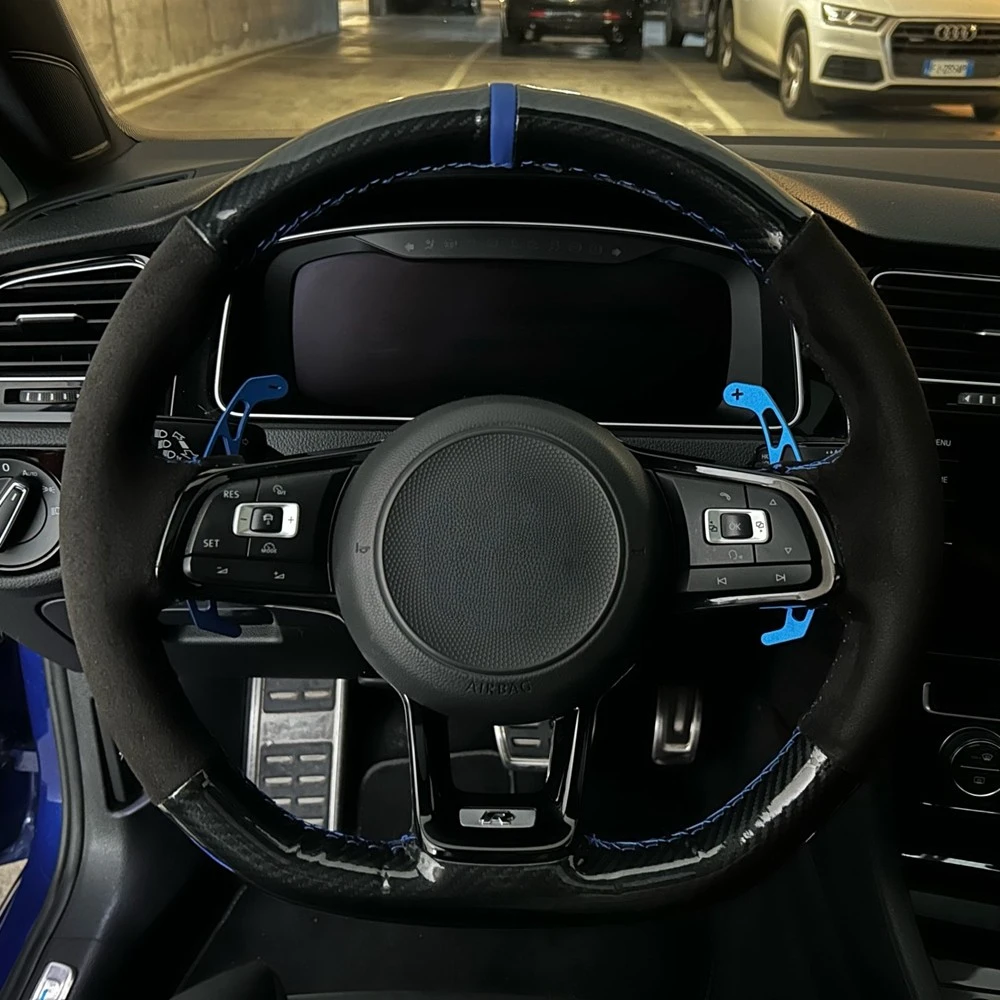 Car Steering Wheel Cover Black Genuine Leather Suede For Volkswagen VW Golf 7 GTI Golf R MK7 VW Polo GTI Scirocco 2015 2016