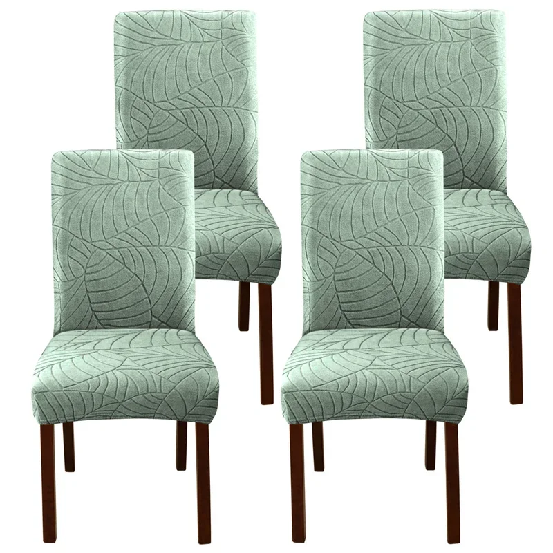 1PC Leaf Jacquard Chair Covers Removable Stretch universal Chairs Cover Solid Color Seat Covers for Dining Room Hotel Banquet 3
