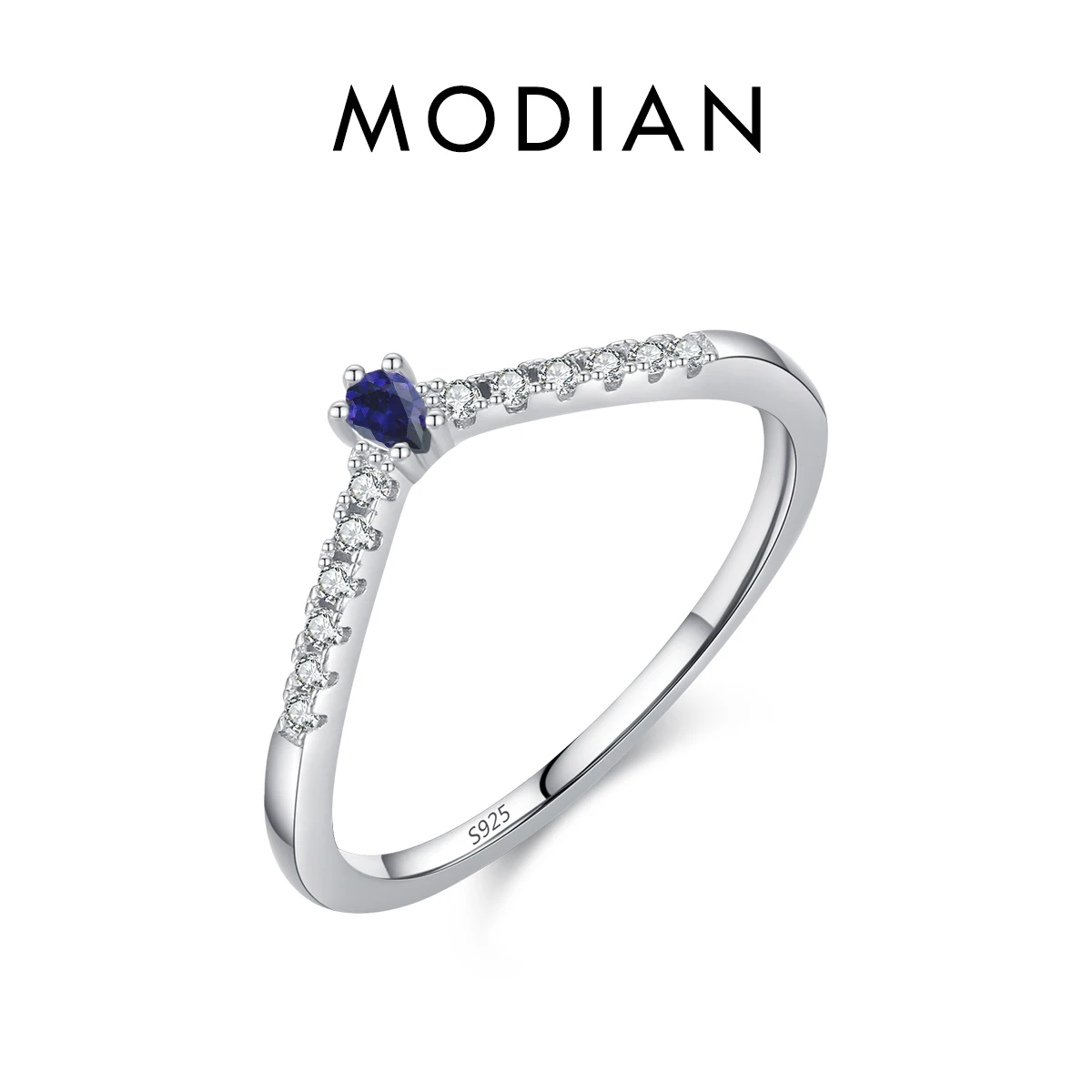925 Sterling Silver Arrow Zircon Ring - Stackable Wedding