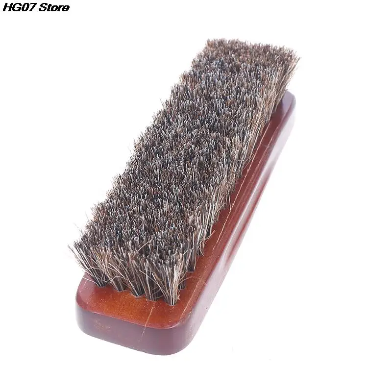 1PC Natural wood Bristle Horse Hair Shoe Boot Brush Care Clean Shine Polish Brush 3