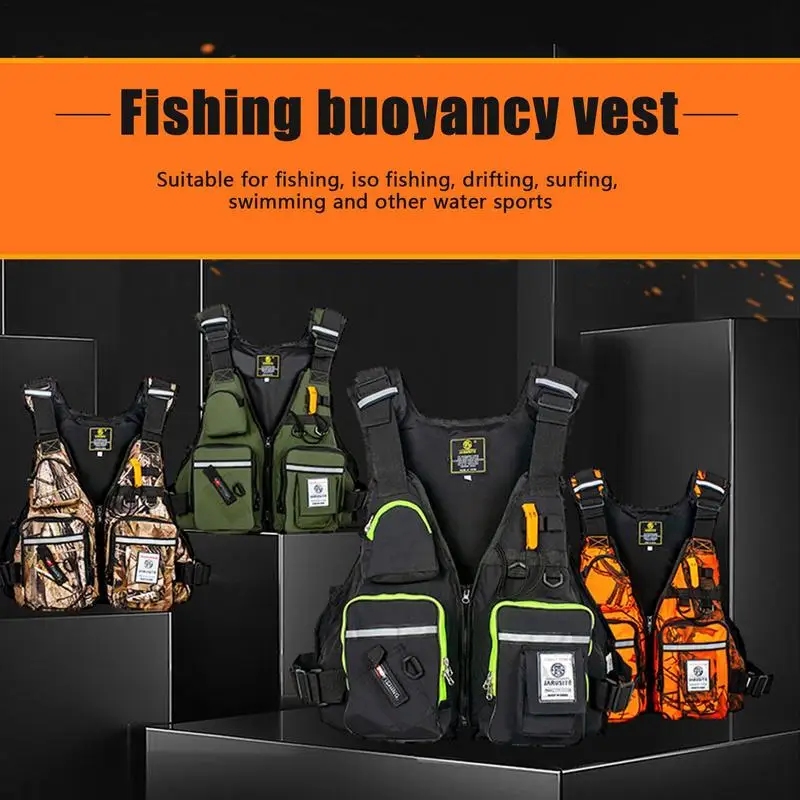 Jackets Adults Reflective Fishing Vest Multi Pockets Floating Equipment For Hiking Climbing Outdoor Water Sports Supplies